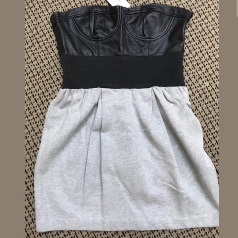 Elizabeth & James black leather & sweatshirt dress